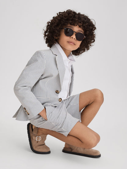 Dsiney Kidz - Reiss Soft Blue Barr 3-9 yrs Single Breasted Seersucker Blazer image 3