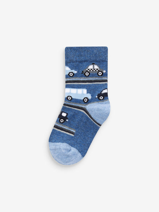Blue Stripes/Transport Cotton Rich Socks 7 Pack image 3