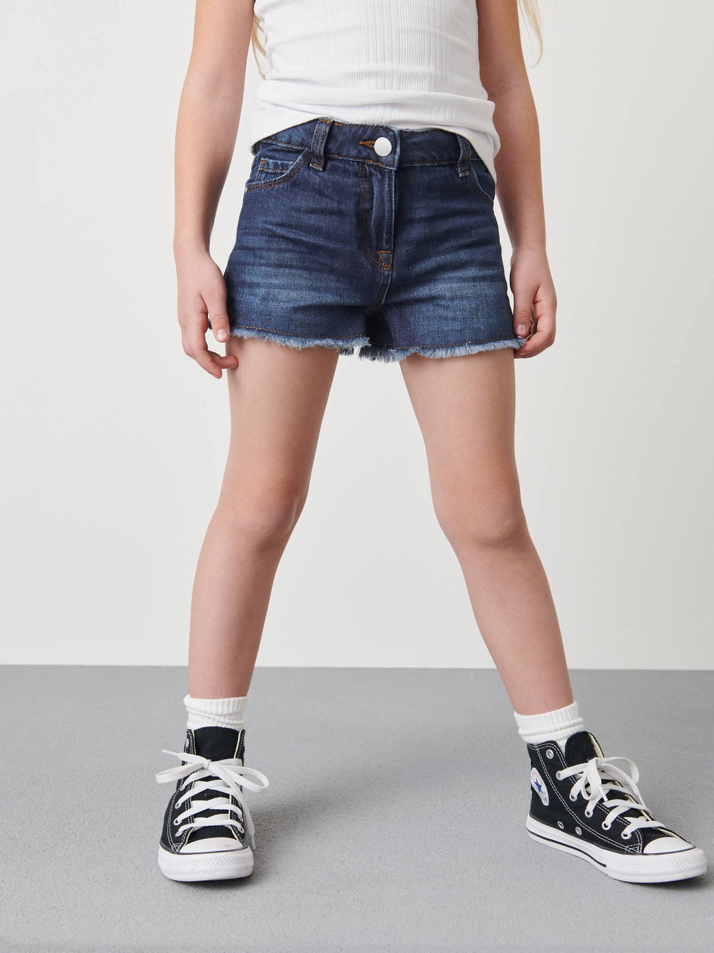 Dsiney Kidz - Dark Blue Regular Length Frayed Edge Denim Shorts (3-16yrs) image 2