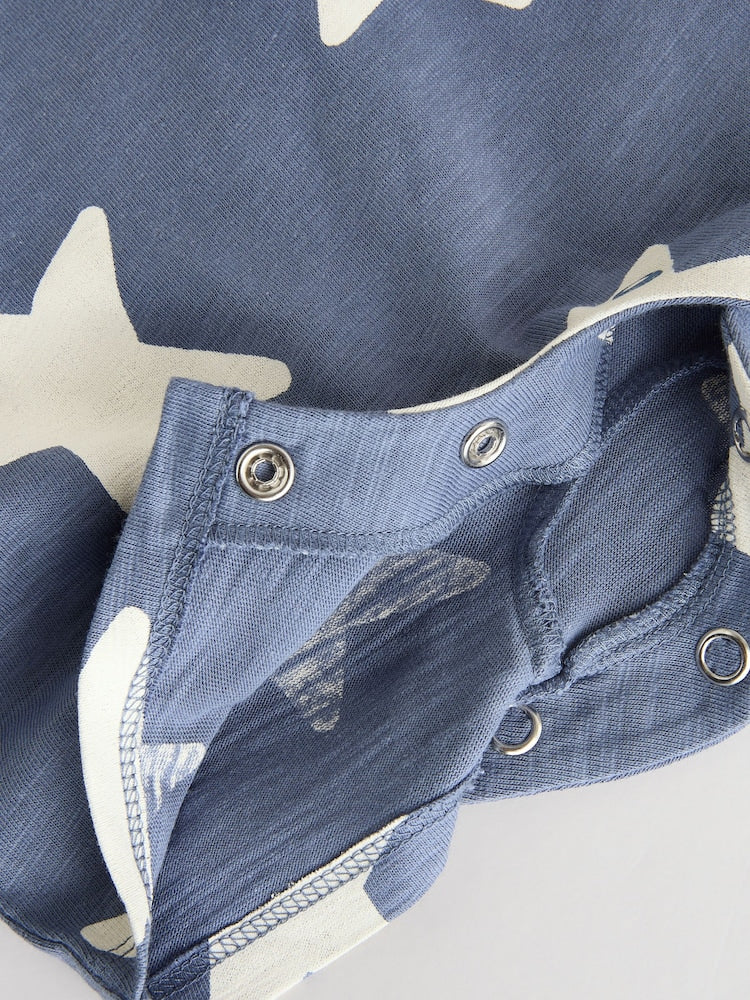 Teal Blue 100% Cotton Baby Rompers 4 Pack