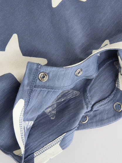 Teal Blue 100% Cotton Baby Rompers 4 Pack