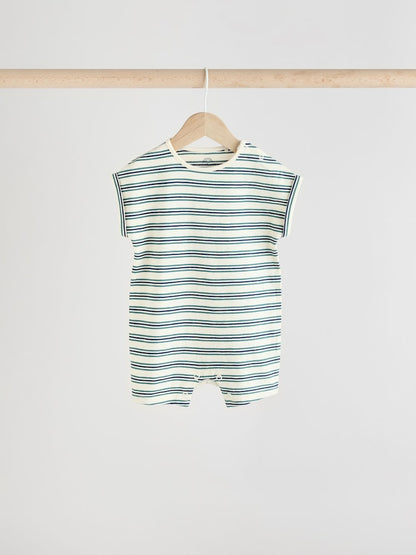 Teal Blue 100% Cotton Baby Rompers 4 Pack