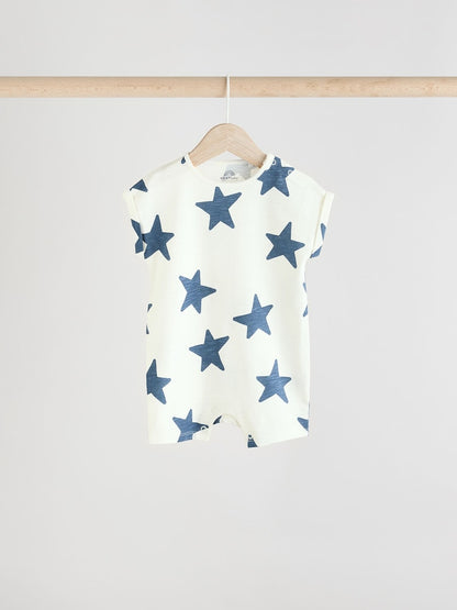 Teal Blue 100% Cotton Baby Rompers 4 Pack