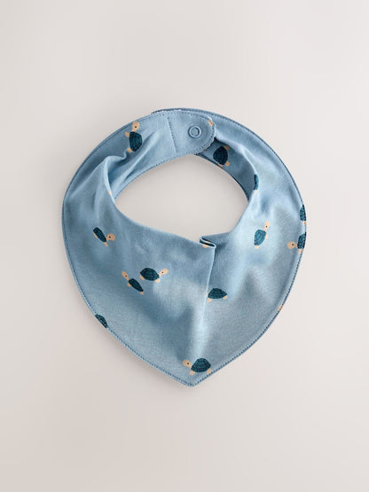 Teal Blue 5 Pack Dribble Baby 100% Cotton Bibs