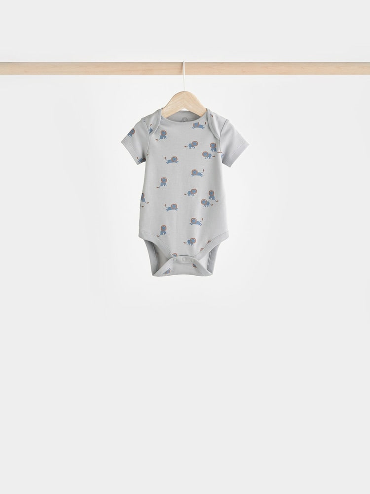 Teal Blue Baby 100% Cotton Bodysuits 7 Pack