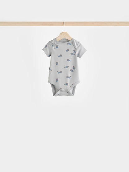 Teal Blue Baby 100% Cotton Bodysuits 7 Pack