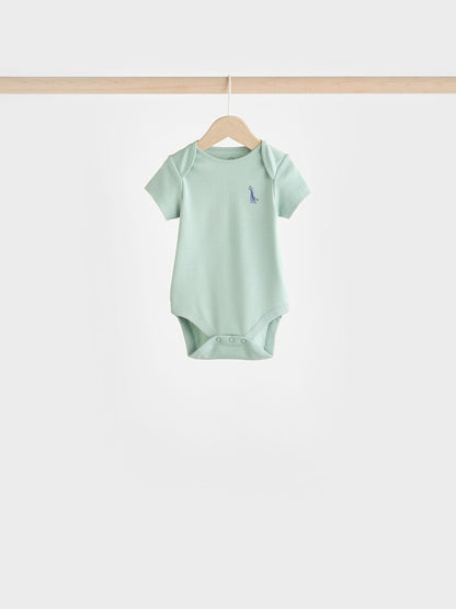 Teal Blue Baby 100% Cotton Bodysuits 7 Pack