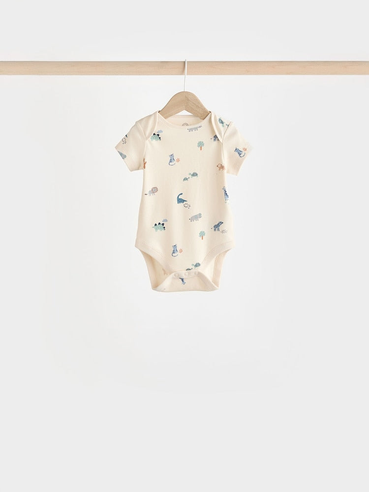 Teal Blue Baby 100% Cotton Bodysuits 7 Pack