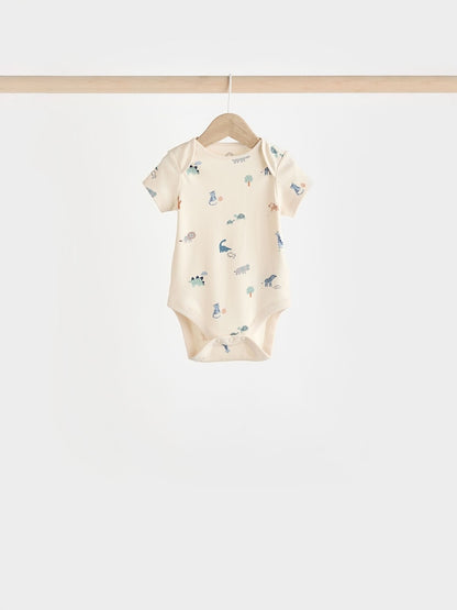 Teal Blue Baby 100% Cotton Bodysuits 7 Pack