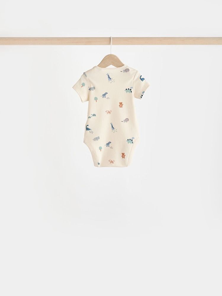 Teal Blue Baby 100% Cotton Bodysuits 7 Pack