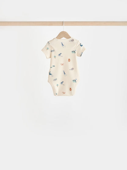 Teal Blue Baby 100% Cotton Bodysuits 7 Pack