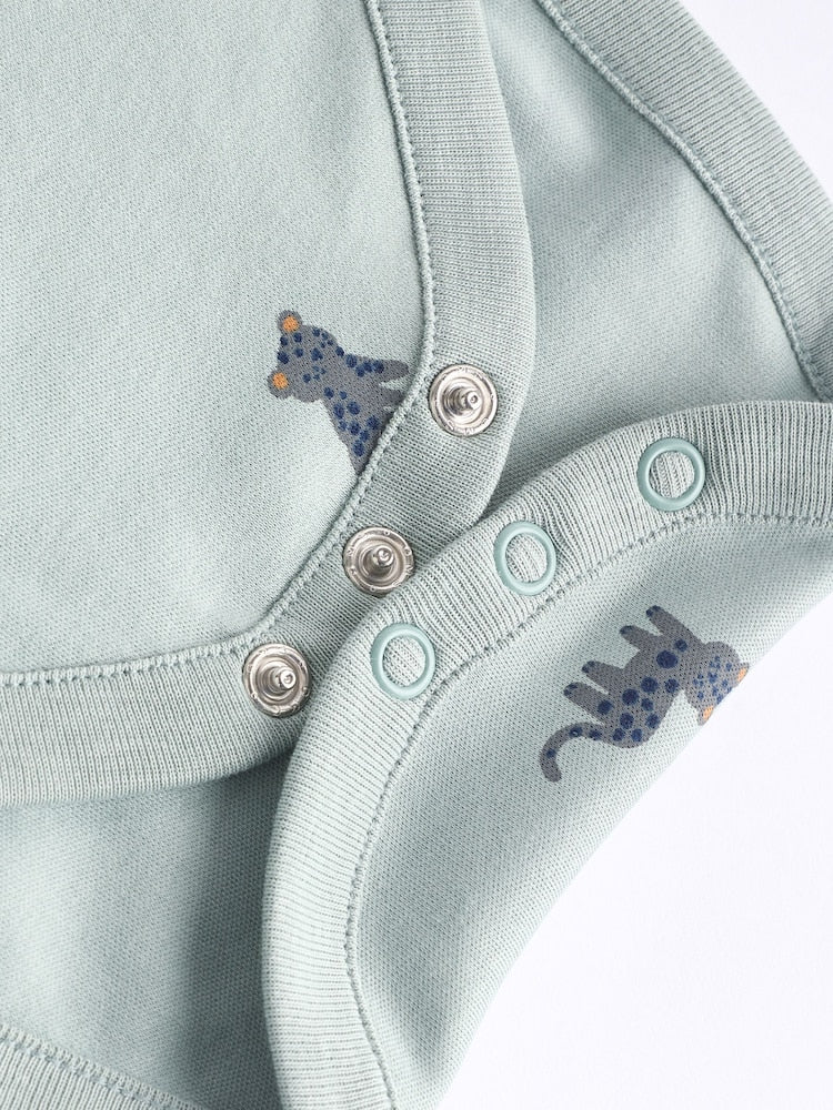 Teal Blue Baby 100% Cotton Bodysuits 7 Pack