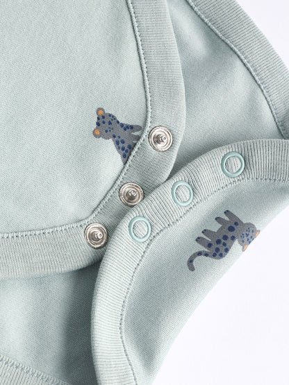 Teal Blue Baby 100% Cotton Bodysuits 7 Pack