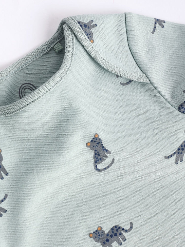 Teal Blue Baby 100% Cotton Bodysuits 7 Pack