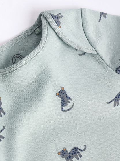 Teal Blue Baby 100% Cotton Bodysuits 7 Pack