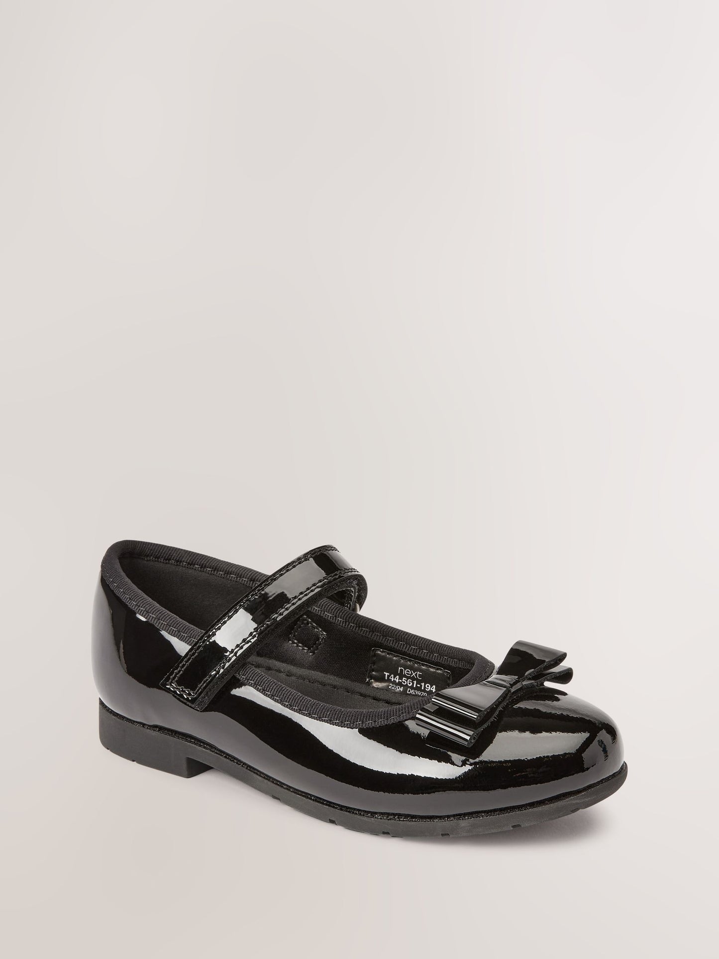 Black Patent Wide Fit (G) School Leather Bow Mary Jane Shoes image 2