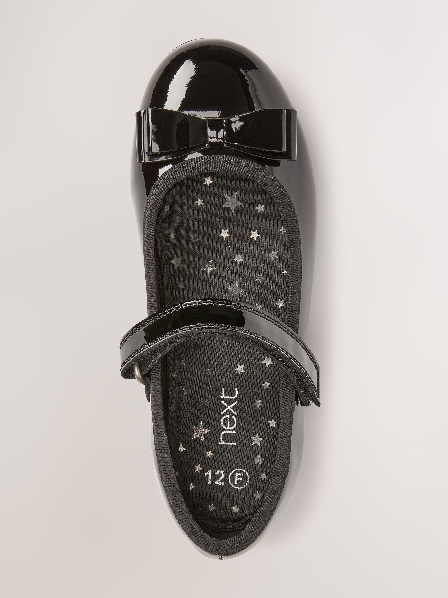 Black Patent Wide Fit (G) School Leather Bow Mary Jane Shoes image 3