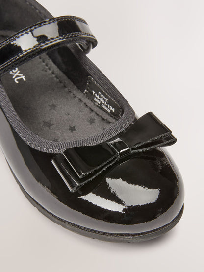 Black Patent Wide Fit (G) School Leather Bow Mary Jane Shoes image 7
