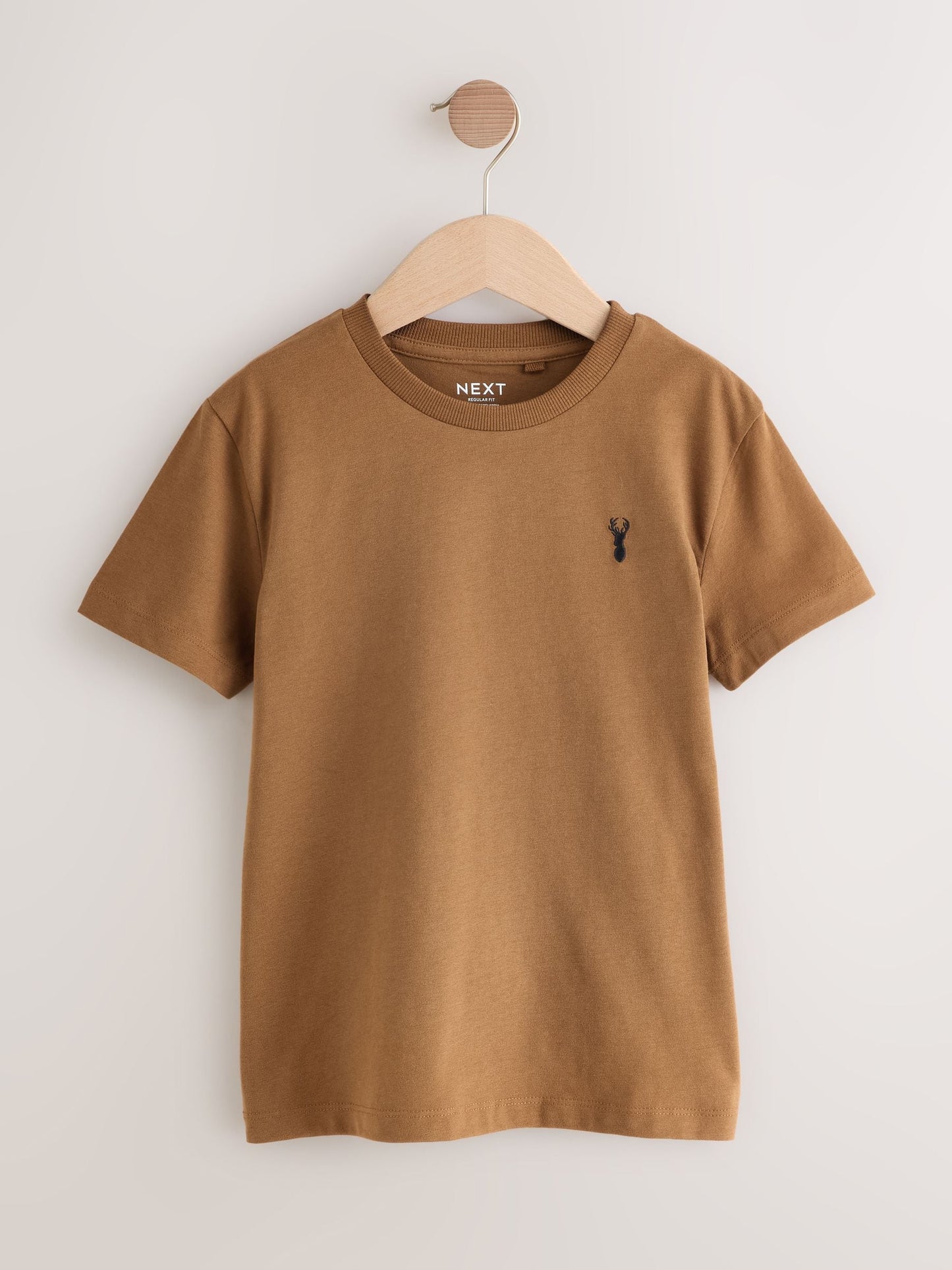 Dsiney Kidz - Grey/Black/Khaki Green/Tan Brown Short Sleeve Stag Embroidered T-Shirts 4 Pack (3-16yrs) image 2