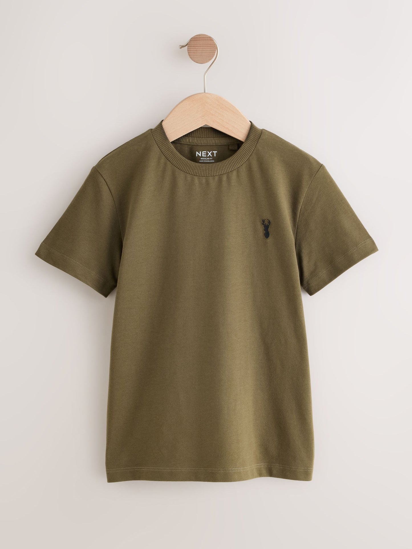 Dsiney Kidz - Grey/Black/Khaki Green/Tan Brown Short Sleeve Stag Embroidered T-Shirts 4 Pack (3-16yrs) image 4