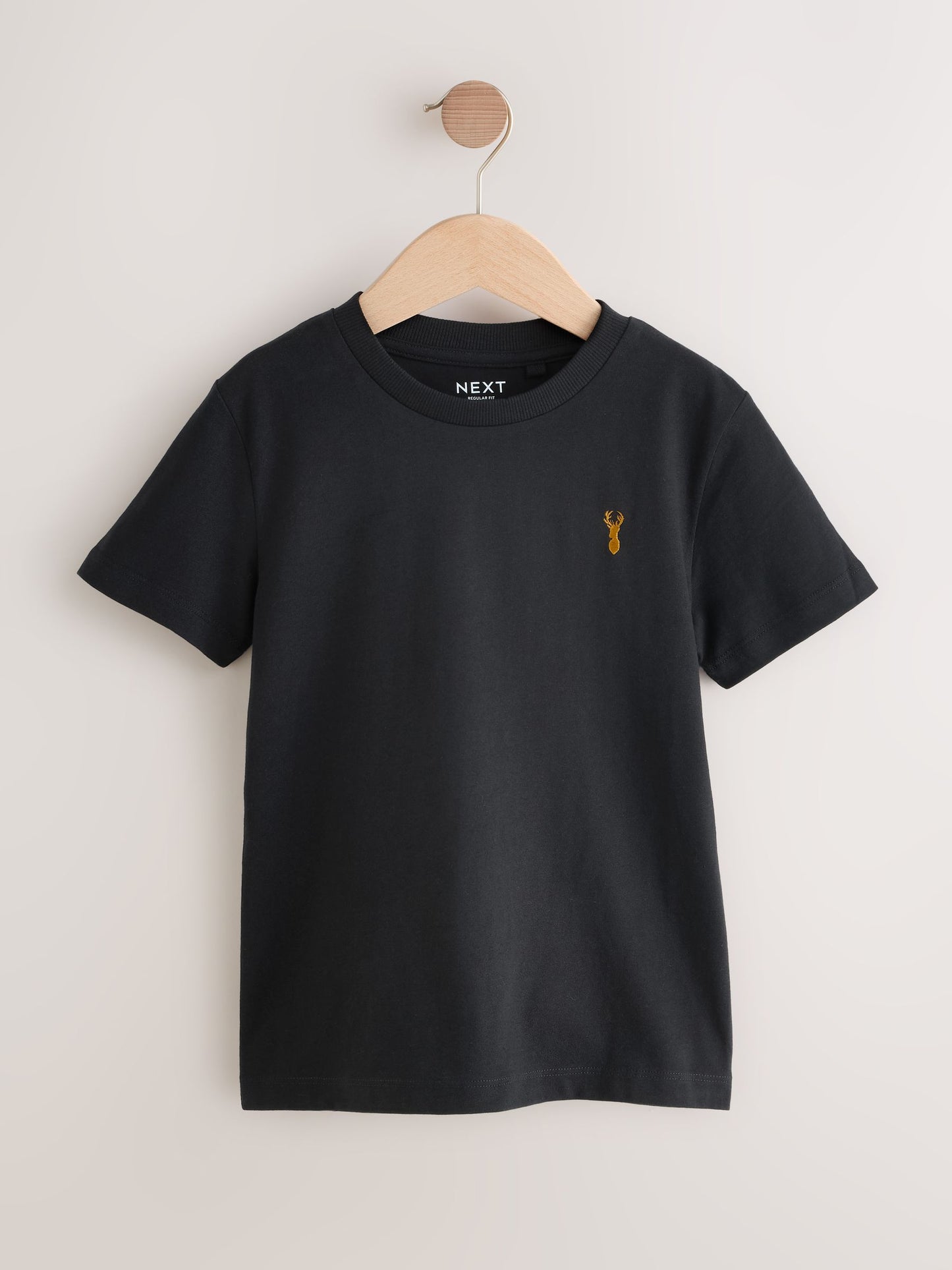 Dsiney Kidz - Grey/Black/Khaki Green/Tan Brown Short Sleeve Stag Embroidered T-Shirts 4 Pack (3-16yrs) image 5