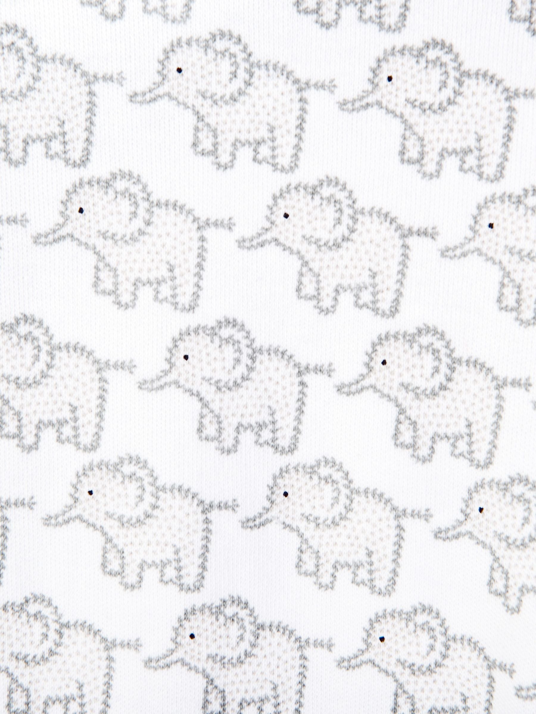 JoJo Maman Bébé Light Grey Little Elephant Cotton Baby Sleepsuit image 2