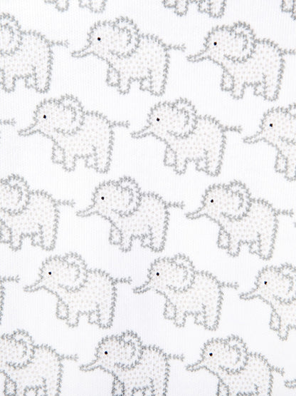 JoJo Maman Bébé Light Grey Little Elephant Cotton Baby Sleepsuit image 2