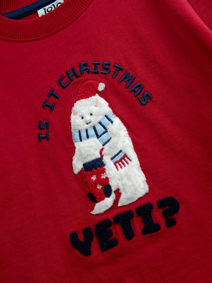 JoJo Maman Bébé Dark Red Yeti Slogan Appliqué Top - image 3