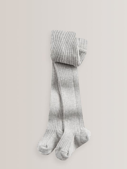 Grey Cotton Rich Rib Tights image 1