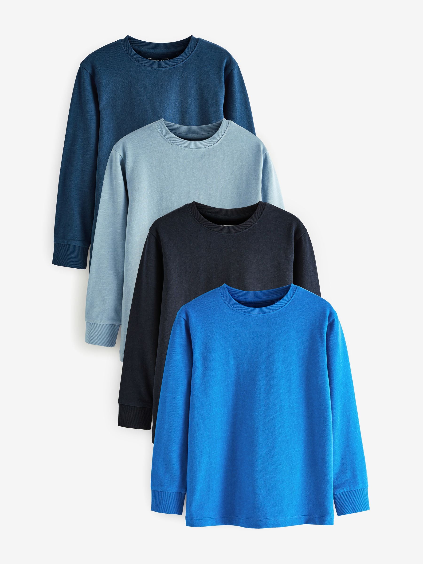 Dsiney Kidz - Blue Plain Long Sleeve Cosy T-Shirts 4 Pack (3-16yrs) image 1