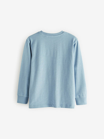 Dsiney Kidz - Blue Plain Long Sleeve Cosy T-Shirts 4 Pack (3-16yrs) image 2
