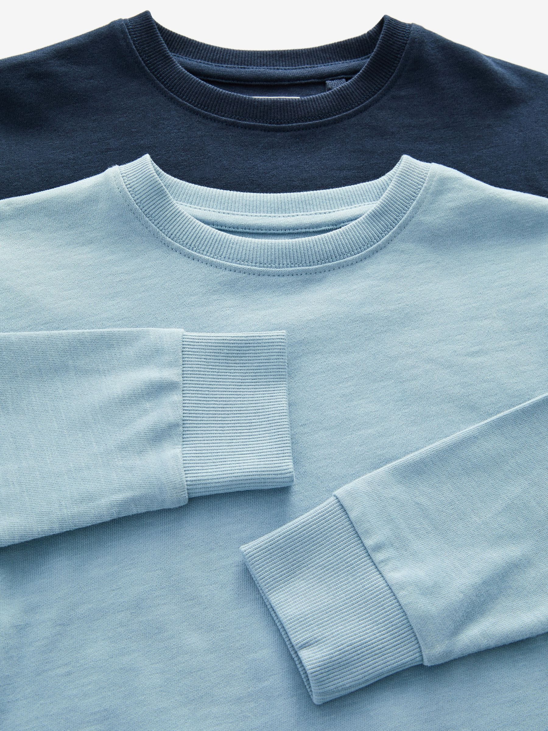 Dsiney Kidz - Blue Plain Long Sleeve Cosy T-Shirts 4 Pack (3-16yrs) image 3