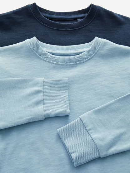 Dsiney Kidz - Blue Plain Long Sleeve Cosy T-Shirts 4 Pack (3-16yrs) image 3