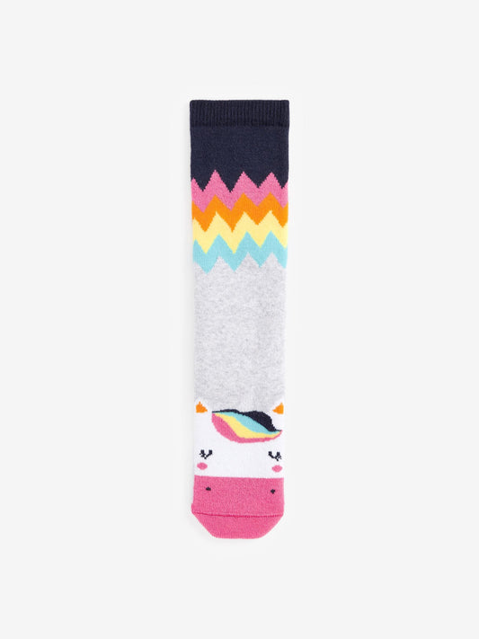 Navy Blue 2 Pack Thermal Cotton Rich Unicorn Welly Socks image 3