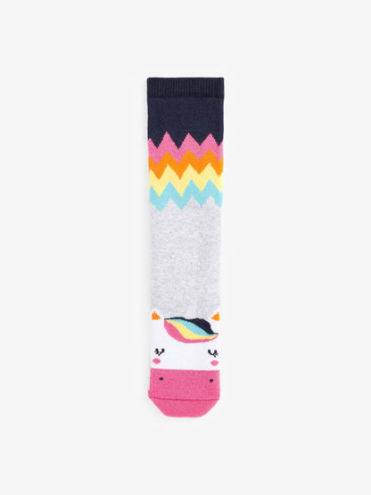 Navy Blue 2 Pack Thermal Cotton Rich Unicorn Welly Socks image 2