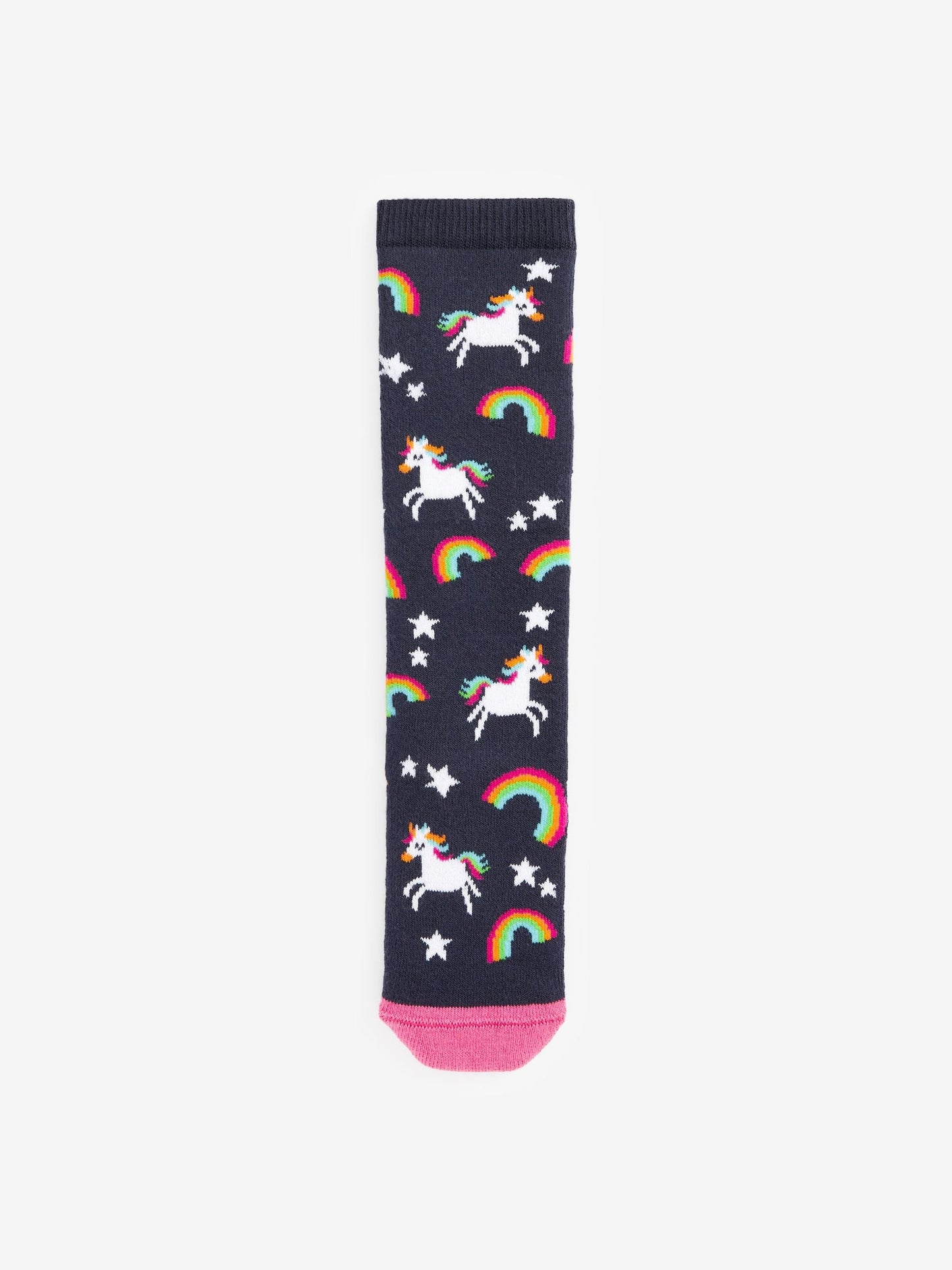 Navy Blue 2 Pack Thermal Cotton Rich Unicorn Welly Socks image 3
