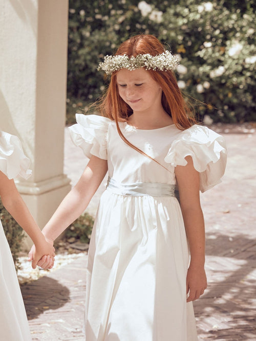 Dsiney Kidz - Angel & Rocket White/Green Taffeta Ruffle Bow Sylvie Dress image 1