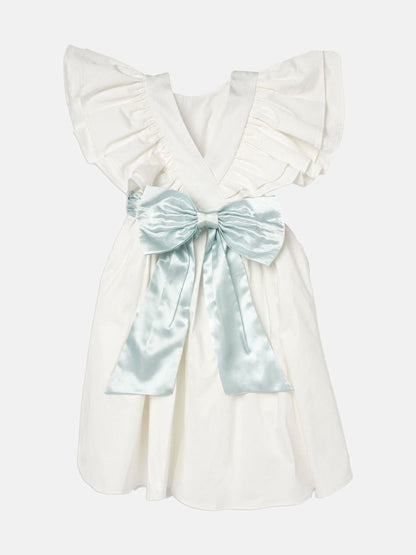 Angel & Rocket White/Green Taffeta Ruffle Bow Sylvie Dress image 10