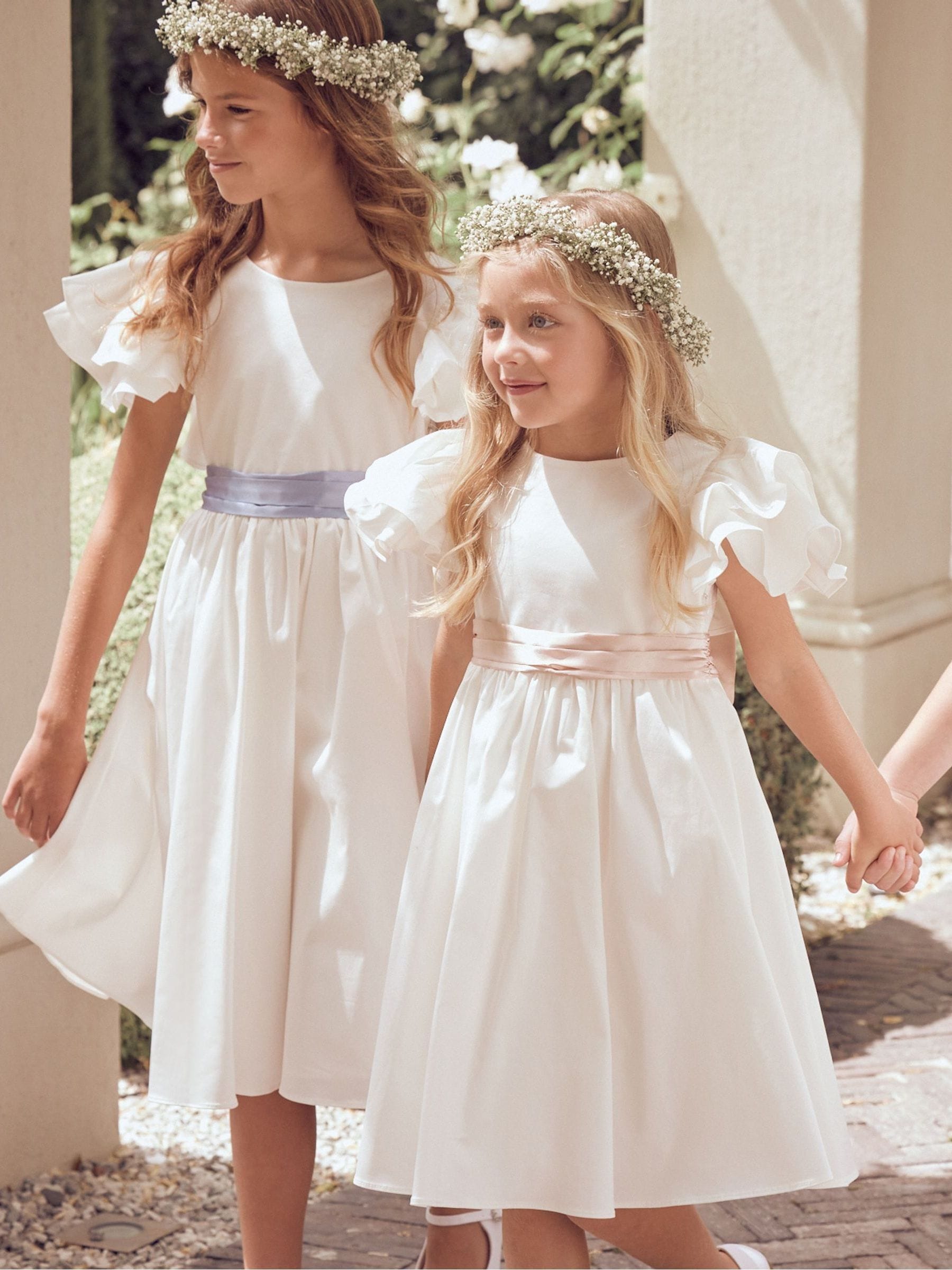 Angel & Rocket White/Green Taffeta Ruffle Bow Sylvie Dress image 2