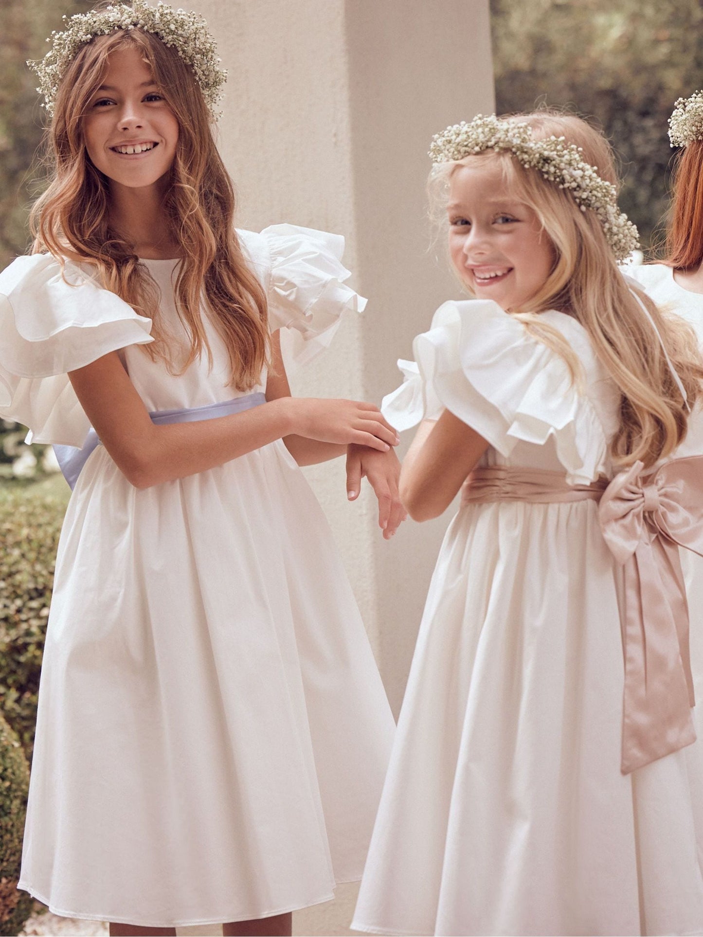 Angel & Rocket White/Green Taffeta Ruffle Bow Sylvie Dress image 3