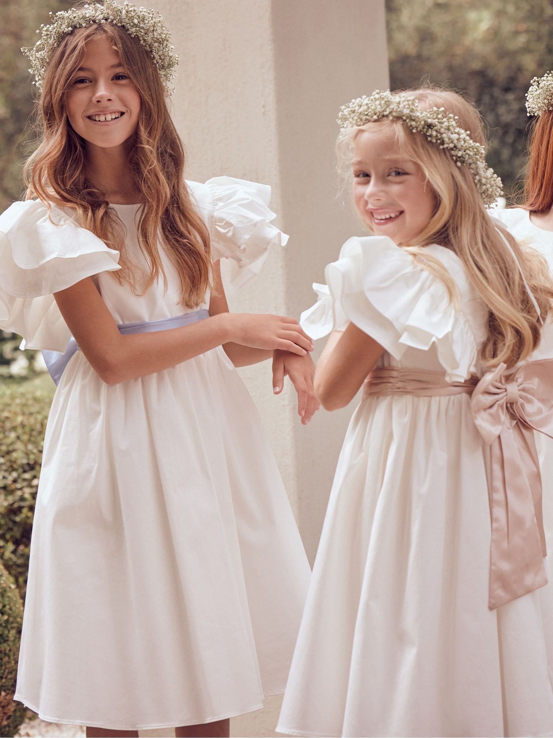 Angel & Rocket White/Green Taffeta Ruffle Bow Sylvie Dress image 3