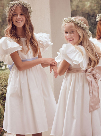 Angel & Rocket White/Green Taffeta Ruffle Bow Sylvie Dress image 3