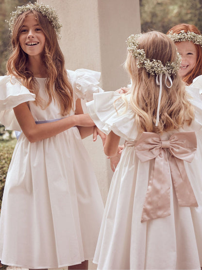 Angel & Rocket White/Green Taffeta Ruffle Bow Sylvie Dress image 4