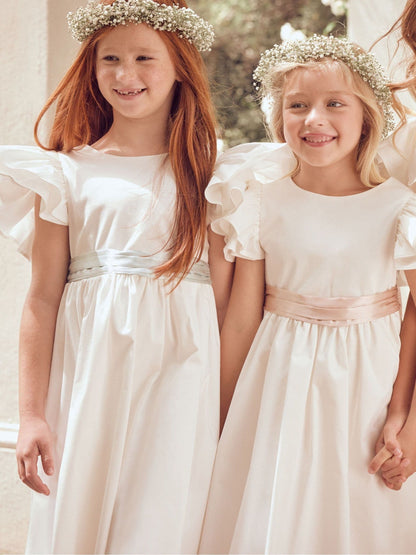 Angel & Rocket White/Green Taffeta Ruffle Bow Sylvie Dress image 5