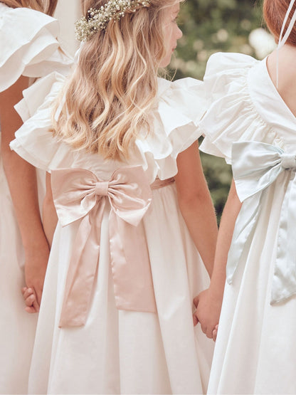 Angel & Rocket White/Green Taffeta Ruffle Bow Sylvie Dress image 6
