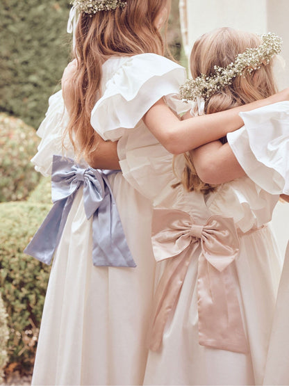 Angel & Rocket White/Green Taffeta Ruffle Bow Sylvie Dress image 7