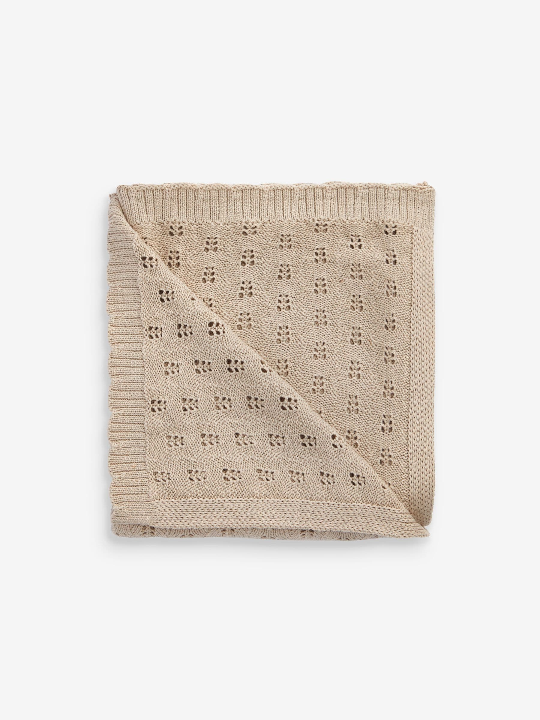 The Little Tailor Natural The Little Tailor Fawn Pointelle Natural Blanket image 1