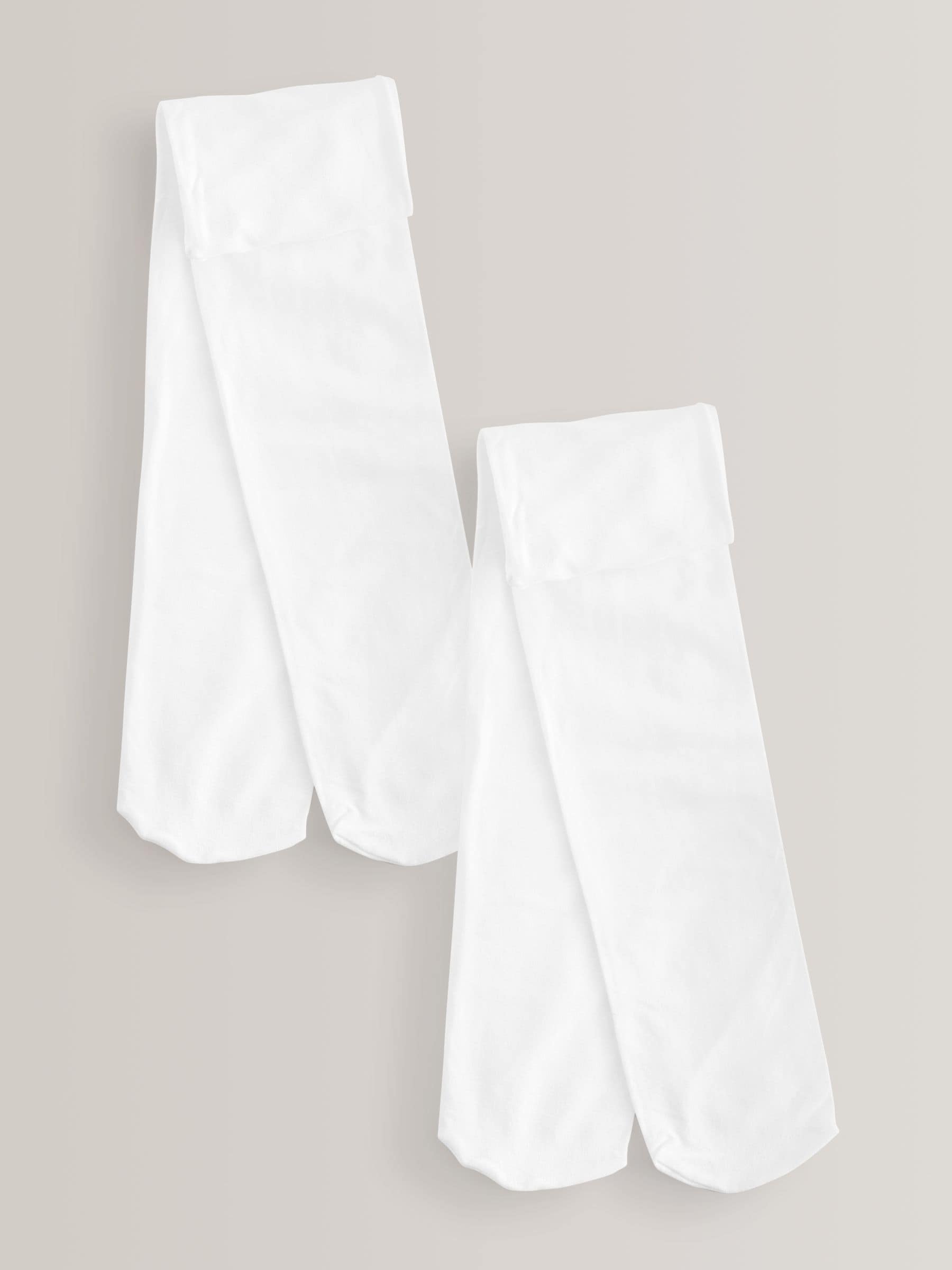 White Regular Length 2 Pack 80 Denier School Tights image 1