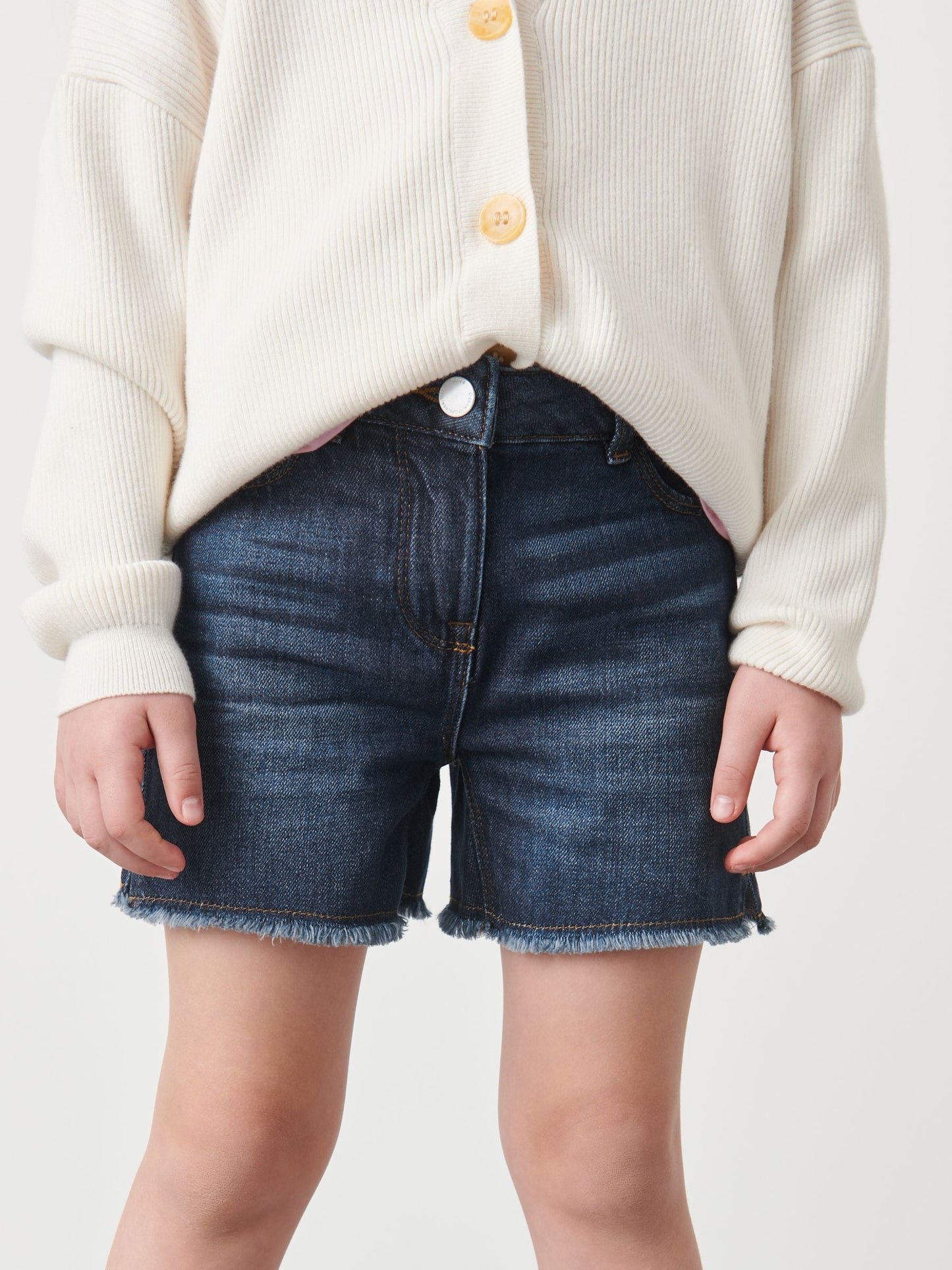 Dsiney Kidz - Dark Blue Longer Length Frayed Edge Denim Shorts (3-16yrs) image 1
