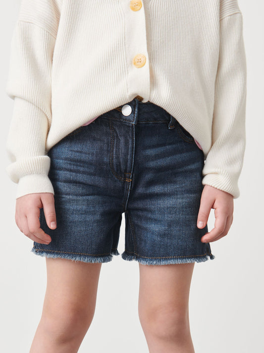 Dsiney Kidz - Dark Blue Longer Length Frayed Edge Denim Shorts (3-16yrs) image 1